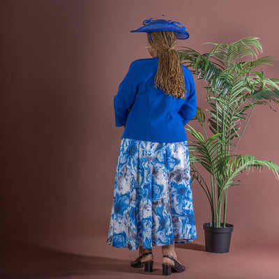 Blue Flowing Long Floral Dress & Jacket