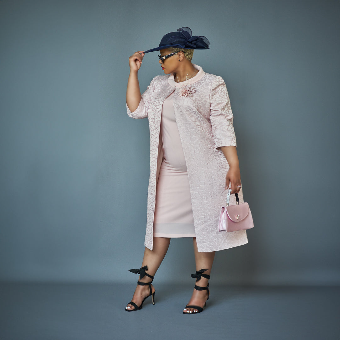 Dusty Pink Mother of the Bride/Groom Dress & Jacquard Jacket