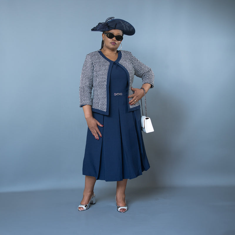 Elegant Navy Dress & Jacket for Moms: Perfect for Church & Special Occasions