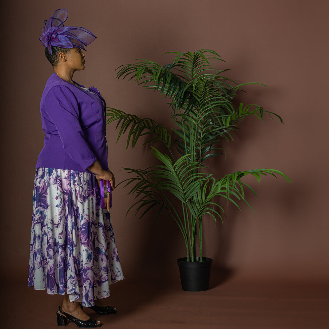 Purple Flowing Long Floral Dress & Jacket