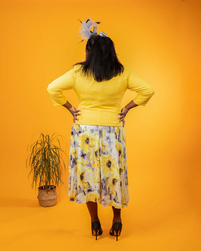 Yellow Flowing Long Floral Dress & Jacket