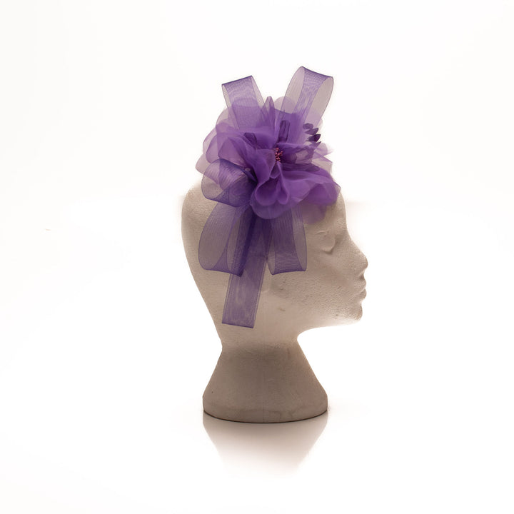 Purple Fascinator with Swirly Design