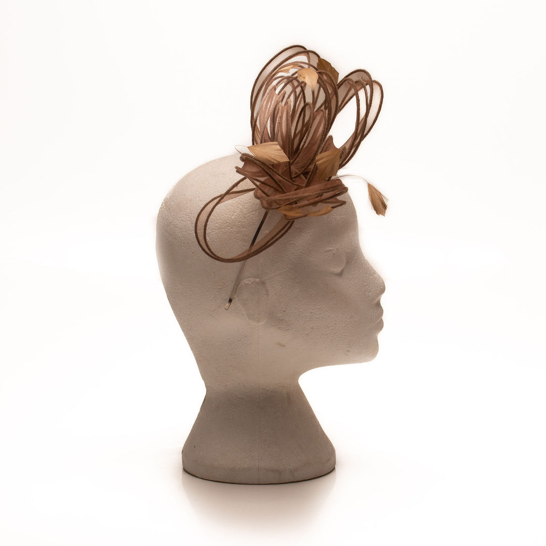 Brown Fascinator Swirlng Design